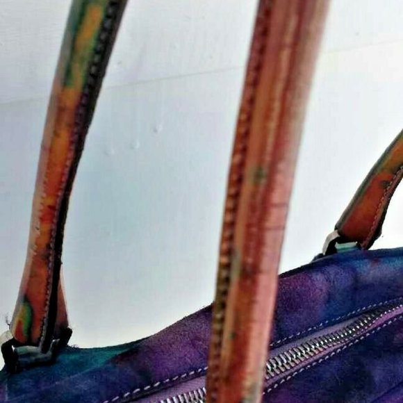 vintage Prada suede leather purse Matinee bowling Black navy green red purple - Picture 14 of 16